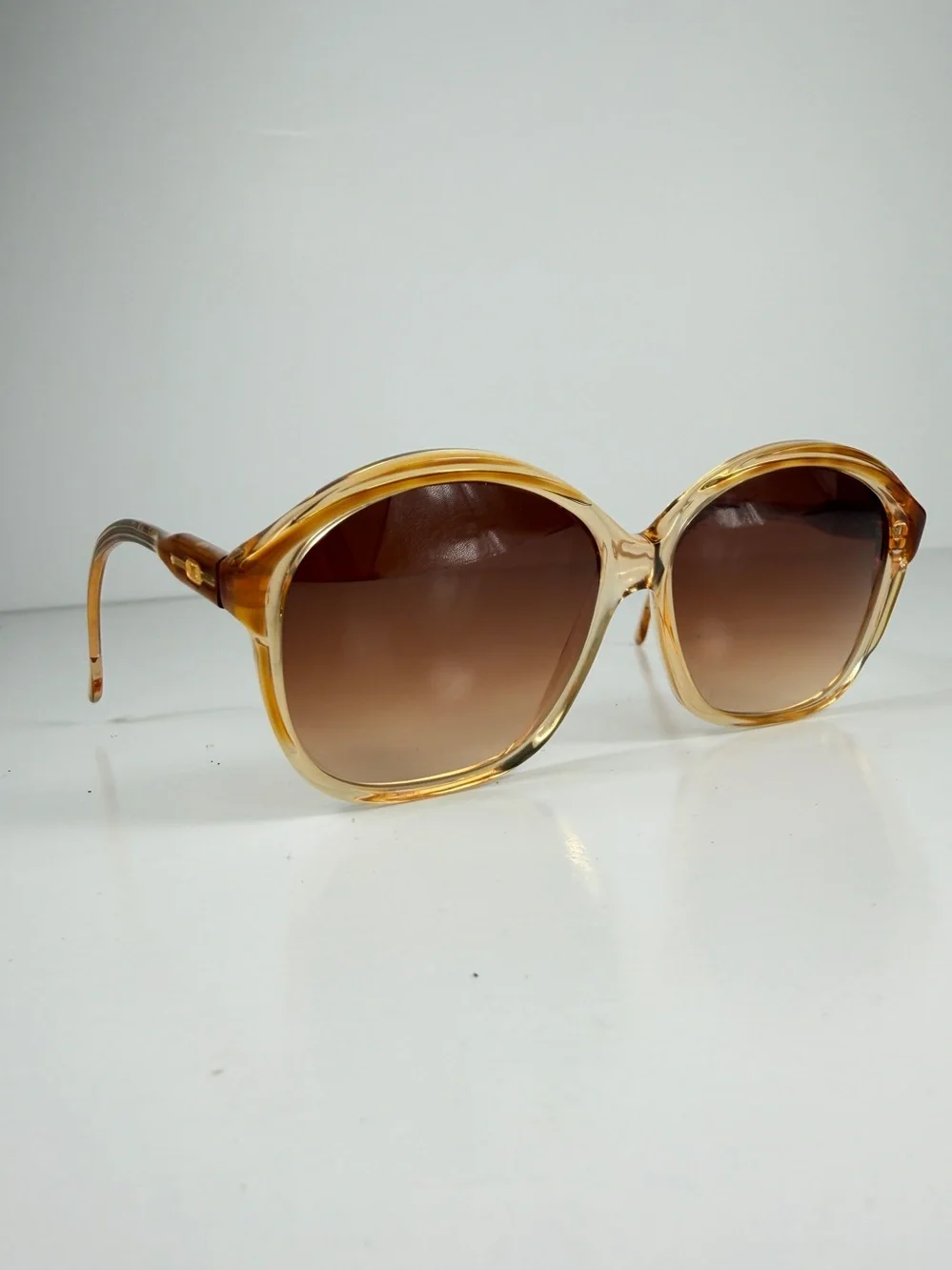Rare Vintage CELINE C46 13 Deadstock Triomphe Amber Oversized Sunglasses France